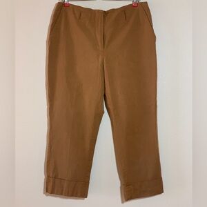 Anne Klein Brown Stretch Crop Cuffed Pants